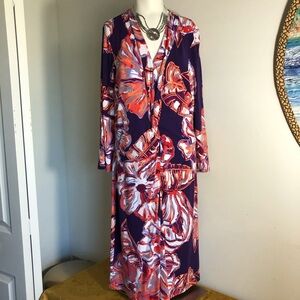 Tommy Bahama Purple and Orange Floral Midi Dress